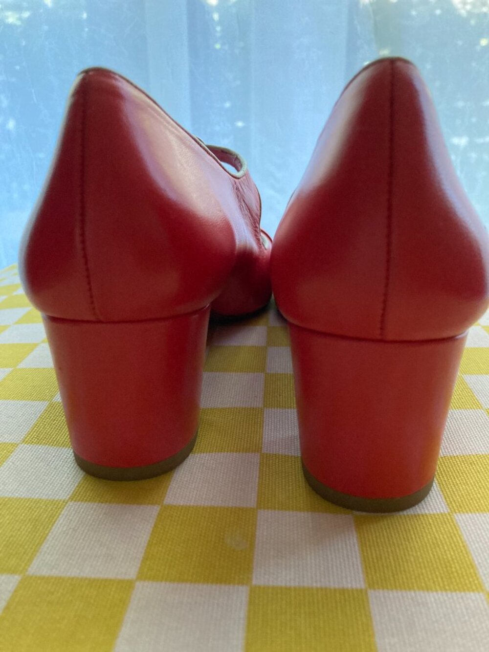 ✨ NWB Antoine & Lili Paris Red Leather Block Heel Shoes Size 38 ✨ - Picture 5 of 14